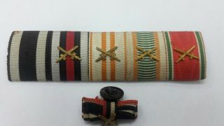 Rrr Rare Set Of German Bulgarian Military Ribbon Bars Kolodka With Swords Wwi