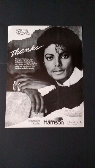 Michael Jackson For The Record " Thanks " Rare Print Promo Poster Ad