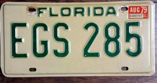 1979 Florida State License Plate Rare Tag Without Sunshine State Or County Shown