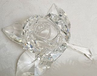 Swarovski Silver Crystal Large Rose Sculptur Rare Collectable Signed 4 3/4 "