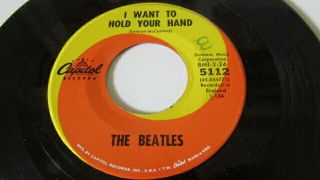 THE BEATLES RARE 45 & PIC SLEEVE CAPITOL SWIRL LABEL 5112 I WANT TO HOLD 4