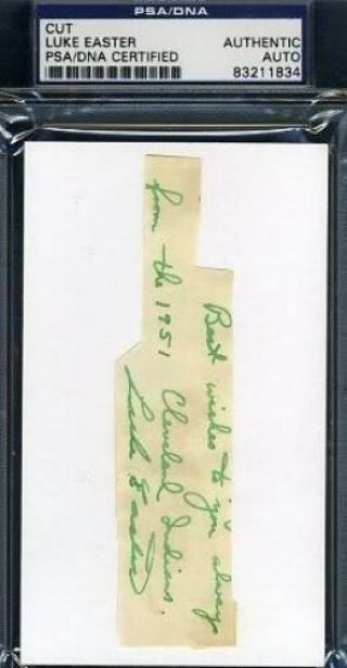 Luke Easter Rare 1951 Indians Signed Psa/dna 3x5 Index Cut Autograph Authentic