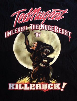 Rare Ted Nugent Official Usa Tour Shirt 2007.  Unleash The Nuge Beast.  Size Xl.