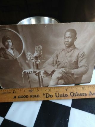Ww1 African American Soldier Postcard Photo Extremely Rare Photo