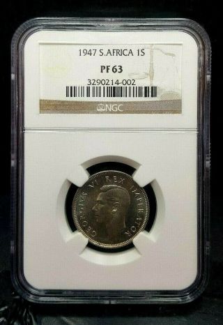 1947 South Africa Proof 1 Shilling 1s Ngc Pf63 Silver Rare 2,  600 Minted