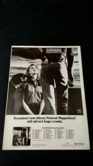 The Scorpions " Animal Magnetism " Rare Print Promo Poster Ad