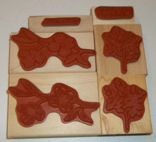 Stampin Up Retired Wood Mounted Soft Summer Flowers Thanks Kind People Rare Htf
