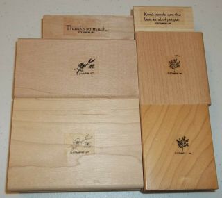 Stampin Up Retired Wood Mounted SOFT SUMMER Flowers Thanks Kind People RARE HTF 2