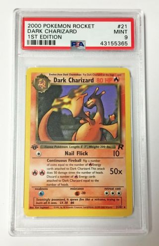 Pokemon Card - Psa 9 1st Edition Dark Charizard (21/82) - Team Rocket - Psa9