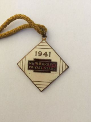 Newmarket Private Stand 1941 V Rare Wwii Badge V Rare Numbered And With Cord