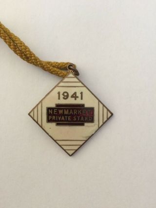 Newmarket Private Stand 1941 V Rare WWII BADGE V Rare Numbered And With Cord 3