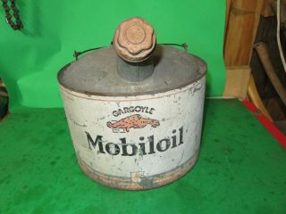 Vintage Mobil Oil Collector Can With Spout 3 Gallons Mobileoil Gal Gargoyle Rare
