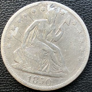 1850 O Seated Liberty Half Dollar 50c Rare Date Better Grade Vf Details 13481