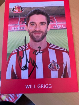 Rare Signed Will Grigg Sunderland Club Card Photo