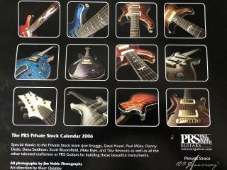 Paul Reed Smith PRS Private Stock Calendar - 2006 Tenth PS Anniversary Rare 3
