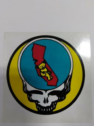 Grateful Dead _rare Vtg_ 4 Inch Vinyl Sticker California State Steal Your Face