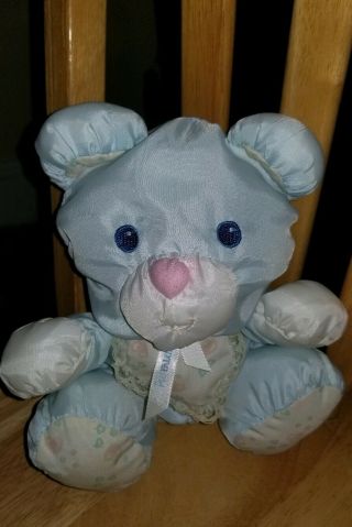 Fisher Price Puffalump Baby Bear Blue Plush Nylon Rattles 1214 1994 Rare