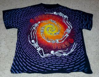 Rare 1992 Grateful Dead Graphic Lg T - Shirt Skeletons In Spiral Design