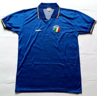 Rare Italy Italia Wc 1990 Vintage Diadora Home Shirt Jersey Maglia Maillot 1990s