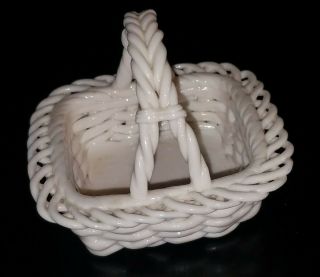 Miniature Mini Glass Basket Rare Ring Holder Porcelain Ceramic