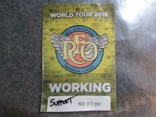 Reo Speedwagon World Tour 2016 Previously Cloth Backstage Pass Rare