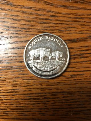 1987 South Dakota Bison 1/2 Oz.  999 Fine Silver Round Tri - State Made Rare