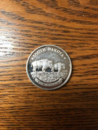 1987 South Dakota Bison 1/2 oz.  999 Fine Silver Round Tri - State Made Rare 3