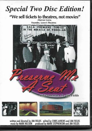 Preserve Me A Seat Movie Theater Preservation Documentary Dvd 2 - Disc Set Rare