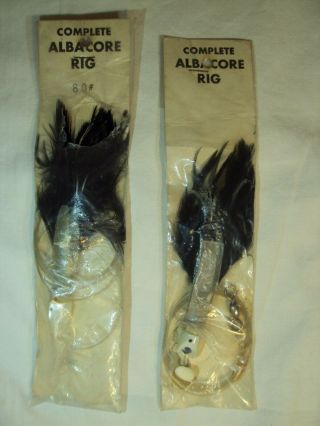 Rare 2 (nos) Albacoretuna Feather Fishing Lure Jig (mother Of Pearl Split Head)
