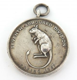 . Ww2 Rare “rats Of Tobruk” 7th Armoured Division Sterling Silver Boxing Medal.