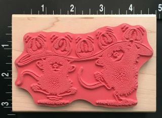 RARE JINGLE BUDS HOUSE MOUSE MAXWELL MONICA Stampabilities Wood Rubber Stamp 2
