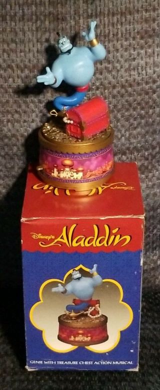 Walt Disney World " Aladdin Genie/ Treasure C Revolving Music Box " Very Rare
