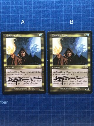 1x Meddling Mage (a) - Mtg Magic The Gathering Human Rare Signed By Artist