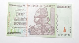 Rare 2008 50 Trillion Dollar - Zimbabwe - Uncirculated Note - 100 Series 247