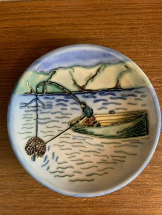 Moorcroft Pin Tray/coaster Very Rare Fisherman Design Trial From 1998