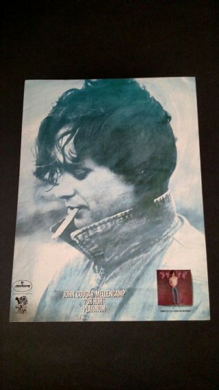 John Cougar Mellencamp " Uh - Huh " 1984 Rare Print Promo Poster Ad