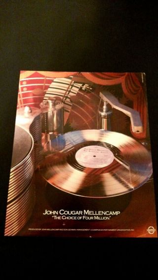 John Cougar Mellencamp Choice Of 4 Million " Rare Print Promo Poster Ad