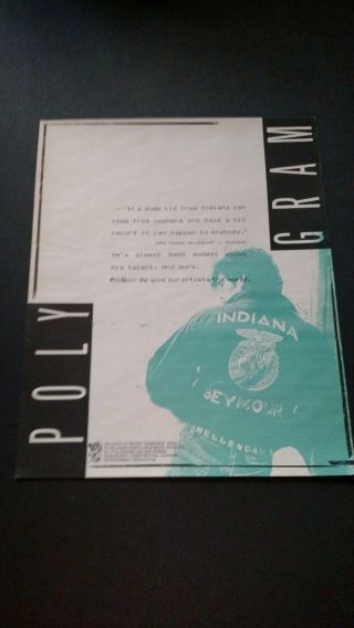 John Cougar Mellencamp " Poly Gram " 1986 Rare Print Promo Poster Ad