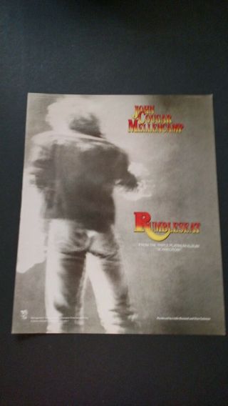 John Cougar Mellencamp " Rumbleseat " (1986) Rare Print Promo Poster Ad
