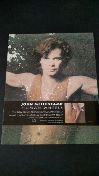 John Cougar Mellencamp " Beige To Beige " Rare Print Promo Poster Ad