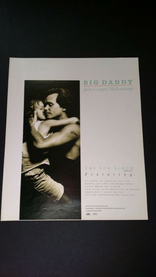 John Cougar Mellencamp " Big Daddy " 1989 Rare Print Promo Poster Ad