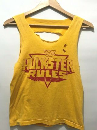 Vintage 100 Authentic Wwf Hulk Hogan Hulkster Rules Tank Shirt Ripped Wwe Rare