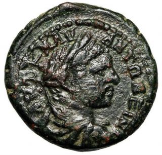 Rare Portrait Elagabalus In Markianopolis Coin " Draped Bust / Homonoia " 17mm