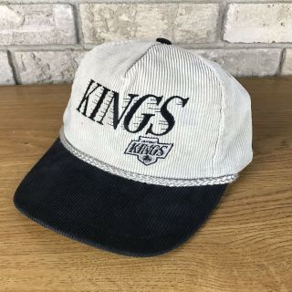 Rare Vtg Los Angeles Kings Motion Shadow Corduroy Snapback Hat 90s Vintage Nhl