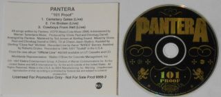 Pantera 101 Proof 3 Live Tracks - 1997 U.  S.  Promo Cd - Rare