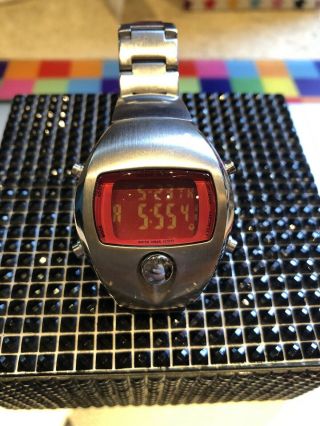Pulsar Spoon W620 4490 Digital Watch In Stainless Steel And Red - Rare