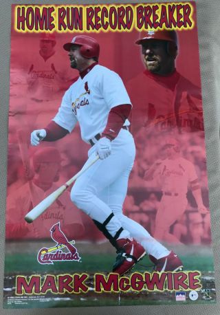 Rare.  Vintage Mark Mcgwire Poster 22x34 " Home Run Record Cardinals Mlb (1998)