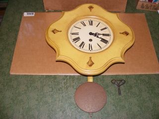 Rare - Vintage Wood German Overocean Pendulum Clock Runs