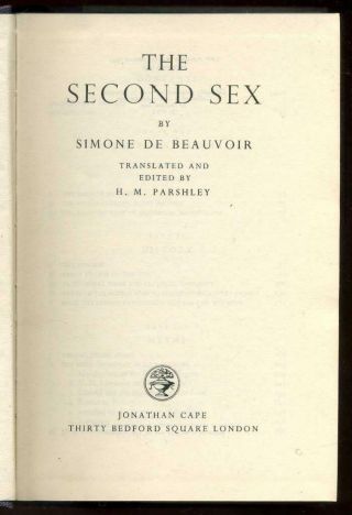 SIMONE DE BEAUVOIR The Second Sex 1956 1st/2nd HB in rare DW feminist landmark 3