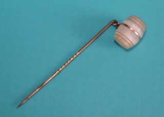 Rare - Stanhope Satin Spar Figural Barrel Niagara Falls Souvenir Stick Pin